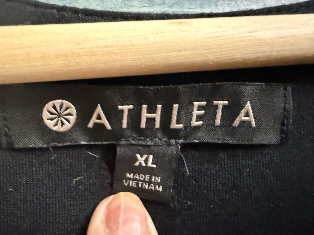 Athleta Sleeveless Black Midi Dress with Asymmetrical Split Hem, Size XL